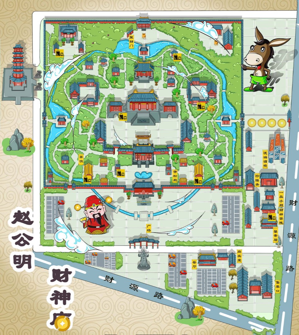 樟木头镇寺庙类手绘地图